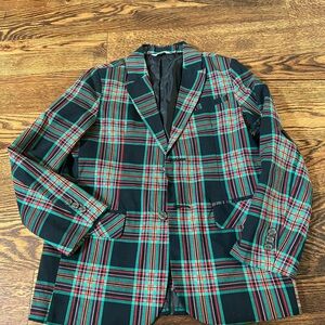 Cat & Jack Boys Plaid Blazer - Black, Red and Green